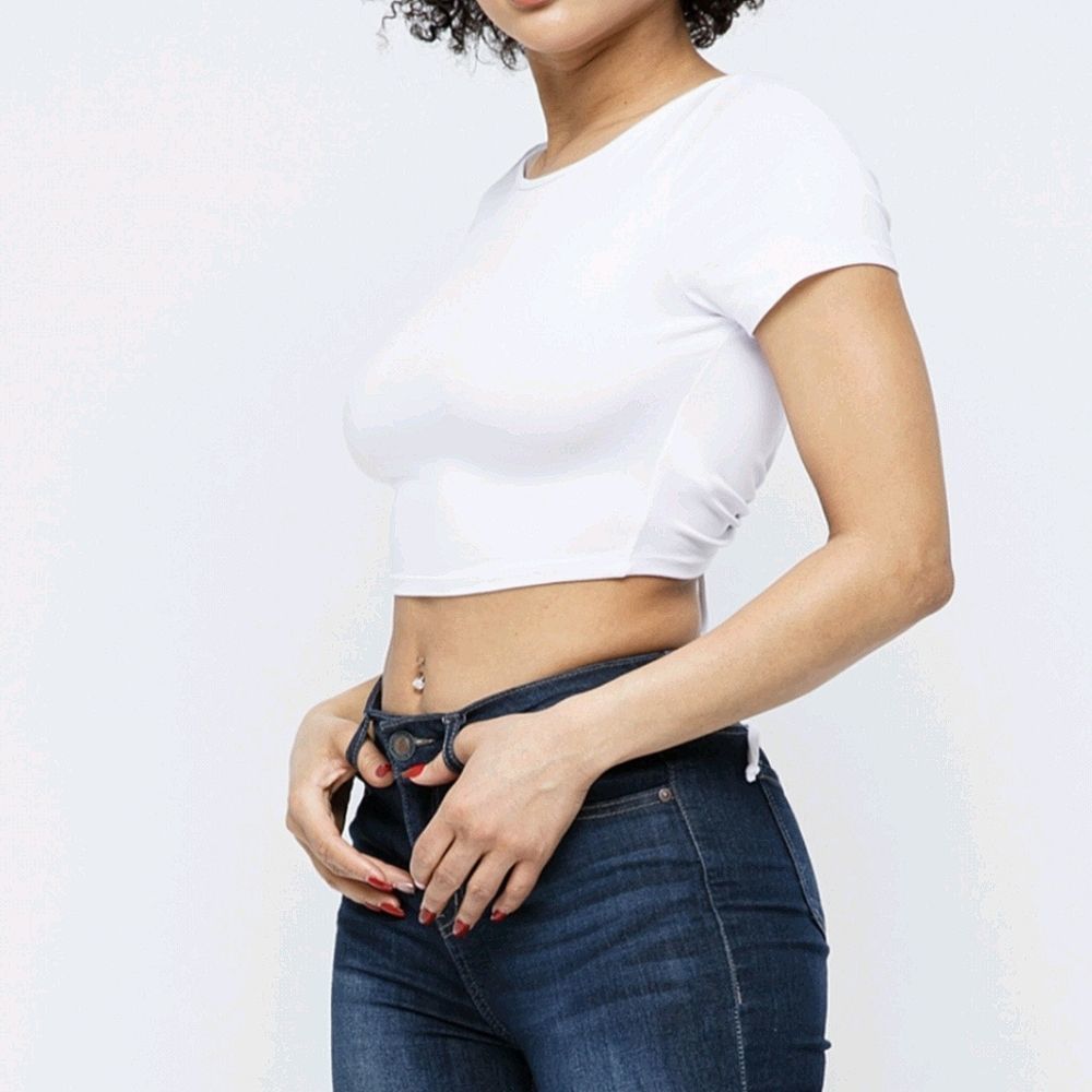 Drawstring Open Back Crop Top - Picture 2 of 2